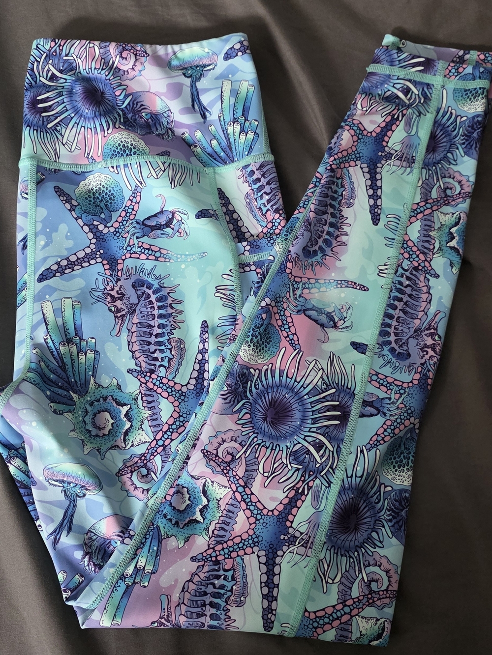 Constantly Varried Gear Sea Print Leggings - Pastel Blue & Purple